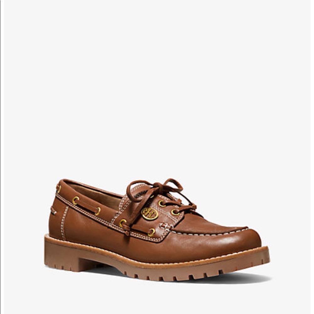 Michael Kors Runway Collection Kearney Leather Boat Shoe Luggage
